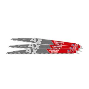 Milwaukee 300mm 5TPI TCT Reciprocating Saw Blade for Wood/Nail Demoltion - The AX w.Carbide Teeth - 3 Piece