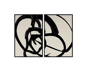 Mono Brush canvas art print - set of 2 - Black