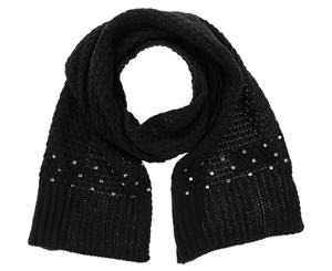 Morgan De Toi Knitted Rhinestone Scarf - Black