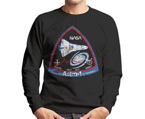 NASA ASTRO 1 Observatory STS 35 Mission Badge Distressed Men's Sweatshirt - Black