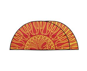 NZ MAORI Design Plastic Mat | Outdoor Rug | 2.7m Semi Circle in Red Yellow