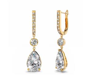 Nobel Sparkling Zirconia Latch Back Earrings|Gold