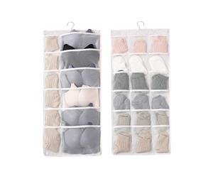 Non-Woven Hanging Socks Storage Bag Bra Underwear Rack - White1 Pack