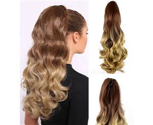 Ombre High Grade Ponytail Ribbon Clamp Wavy 50 Cm 22" Extension Claw03