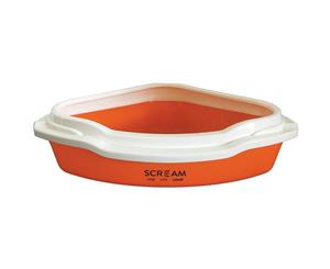 Orange Corner Cat Litter Tray for Adult Felines & Kittens (55x43x17cm) - Scream