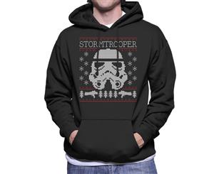 Original Stormtrooper Helmet Christmas Knit Pattern Men's Hooded Sweatshirt - Black