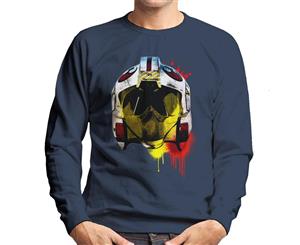 Original Stormtrooper Rebel Pilot Helmet Paint Splatter Men's Sweatshirt - Navy Blue