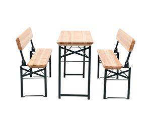 Outdoor 3pc Beer Table Bench Set Wooden Dining Chair Garden Furniture