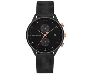 Paul Hewitt Chrono Black Case Black Sunray & Rose Gold Dial Black Mesh Strap