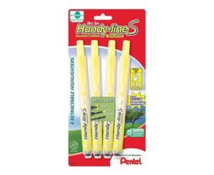 Pentel Handy-Line S Retractable Highlighter Chisel Tip 4 Pack Yellow