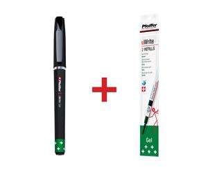 Pfeiffer Uwrite Gel Green 1 Pen + Pack Of 2 Refills Bundle