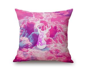 Pink Cloud&a Deer Head on Cotton&linen Pillow Cover 80643