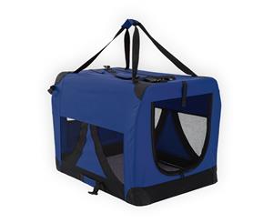 Portable Soft Dog Cage Crate Carrier L BLUE