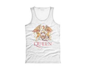 Queen Vest Top Classic Crest Band Logo Official Unisex - White