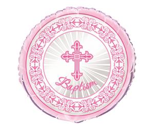 Radiant Cross Pink Baptism 45cm Foil Balloon - Packaged