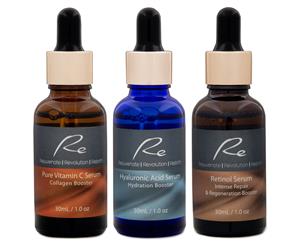 Re Pure Vitamin C Hyaluronic Acid & Retinol Booster Serum Trio