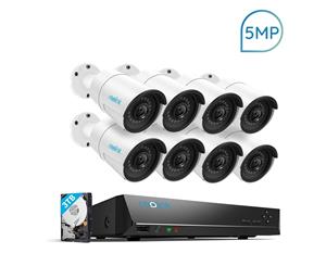 Reolink 16CH 5MP PoE Home Security Camera System with 8 Wired 5MP Outdoor PoE IP Cameras and 5MP 16Ch NVR RLK16-410B8-5MP