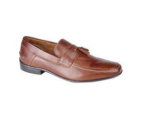 Roamers Mens Toggle Saddle Loafer Shoes (Cognac) - DF1150