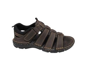 Roamers Mens Touch Fasten Memory Foam Sandals (Brown) - DF1721