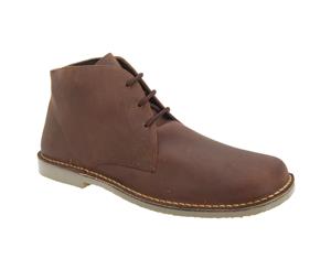 Roamers Mens Waxy Leather Fulfit Desert Boots (Brown) - DF228