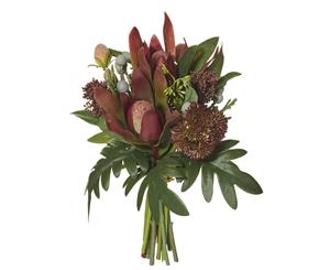 Rogue Plastic Man-Made Fabric Metal Faux Australiana Bouquet Burgundy/Green