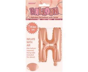 Rose Gold H Alphabet Foil Balloon 35cm