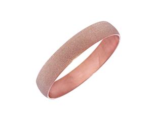 Rose Tone Stainless Steel With Rose Glitter Finish Bracelet Bangle - White