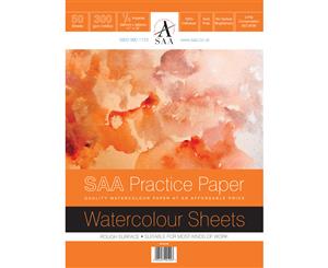 SAA Watercolour Practice Paper 1/4 Imperial (28x38cm/11x15") Rough 50 Sheets