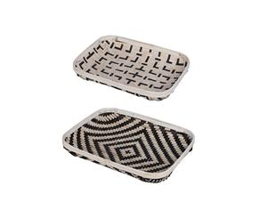 SET/2 BLACK AND WHITE SHALLOW BASKET