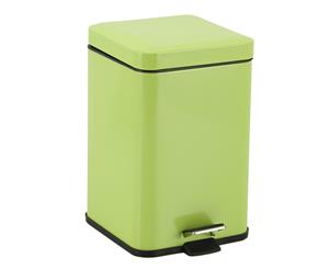 SOGA Foot Pedal Stainless Steel Rubbish Recycling Garbage Waste Trash Bin Square 6L Green