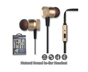 Sansai Metallic Gold Stereo Earphones/Headphones w/ Mic Headset for iPhone