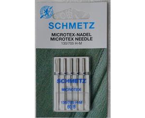 Schmetz Machine Needles MICROTEX Size 60/8 Pack 5 Needles 130/705H-J System