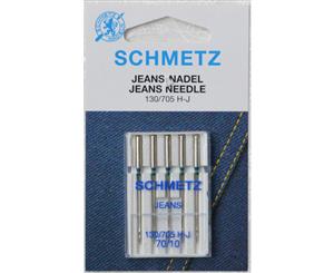 Schmetz Sewing Machine Needle JEANS Size 70 / 10 Pack of 5 Needles 130/705H-J System