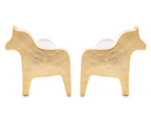 Short Story Horse Earrings - Gold