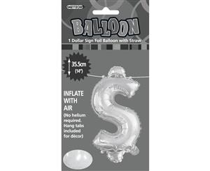 Silver $ Alphabet Foil Balloon 35cm