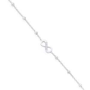 Silver CZ Infinity Anklet