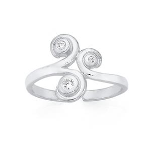 Silver Cubic Zirconia Swirl Toe Ring