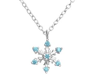 Silver Jewelled Aqua Snowflake Necklace