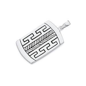 Silver Oxidised Maze Dogtag Pendant