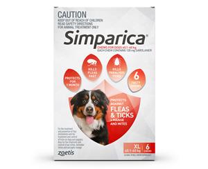 Simparica Flea & Tick Chews For XL Dogs 40.1-60kg 6pk