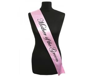 Single Layer Pink With Black Satin Mother of the Groom Night Party Text Sash Banner 160cm x 80cm x 10cm