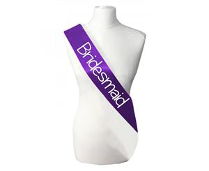 Single Layer Purple with White Satin Bridemaid Night Party Text Sash Banner 160cm x 80cm x 10cm