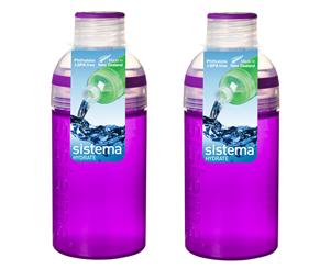 Sistema Set of 2 Trio Bottles 480ml Purple