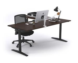 Sit-Stand Range - Electric Corner Standing Desk Black Frame Left or Right Side Return [1600L x 1800W] - wenge none