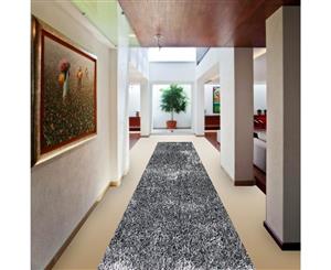 Soft Shag Shaggy Rug Hallway Runner in Black & White