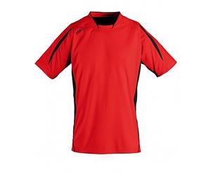 Sols Mens Maracana 2 Short Sleeve Football T-Shirt (Red/Black) - PC2810