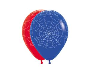 Spiderweb Fash Red & R/Blue 30cm Latex Balloons AOP Wht Ink 50pk