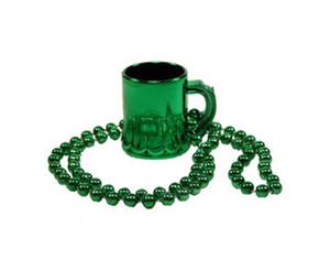 St. Patrick's Day Green Beer Mug Bead Necklace