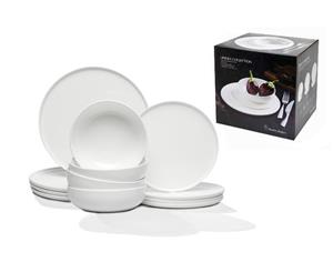 Stanley Rogers 12 Piece Linea Collection White Dinner Set Porcelain China Plates Bowls Dinnerware Tableware