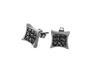 Sterling 925 Silver Earrings - CRYSTAL 8mm black - Black